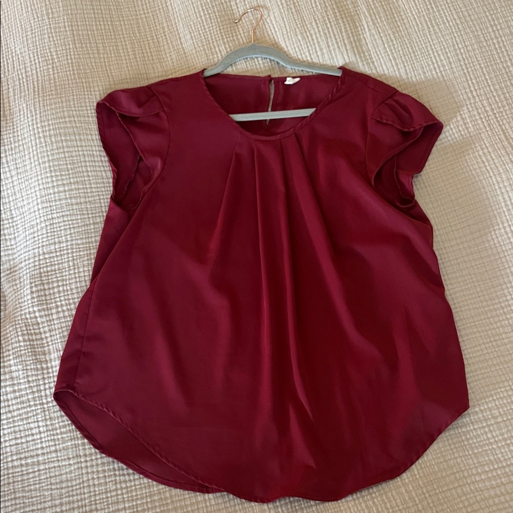 Women's Burgundy Cap Sleeve Blouse